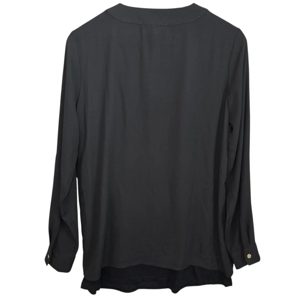 Michael Kors Top Womens 6‎ Black Sheer Lined Blouse Long Sleeve Casual Ladies